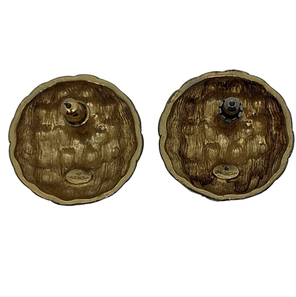 Authentic Givenchy 1980s Gold Weave Dome Statement Earrings - Picture 5 of 6